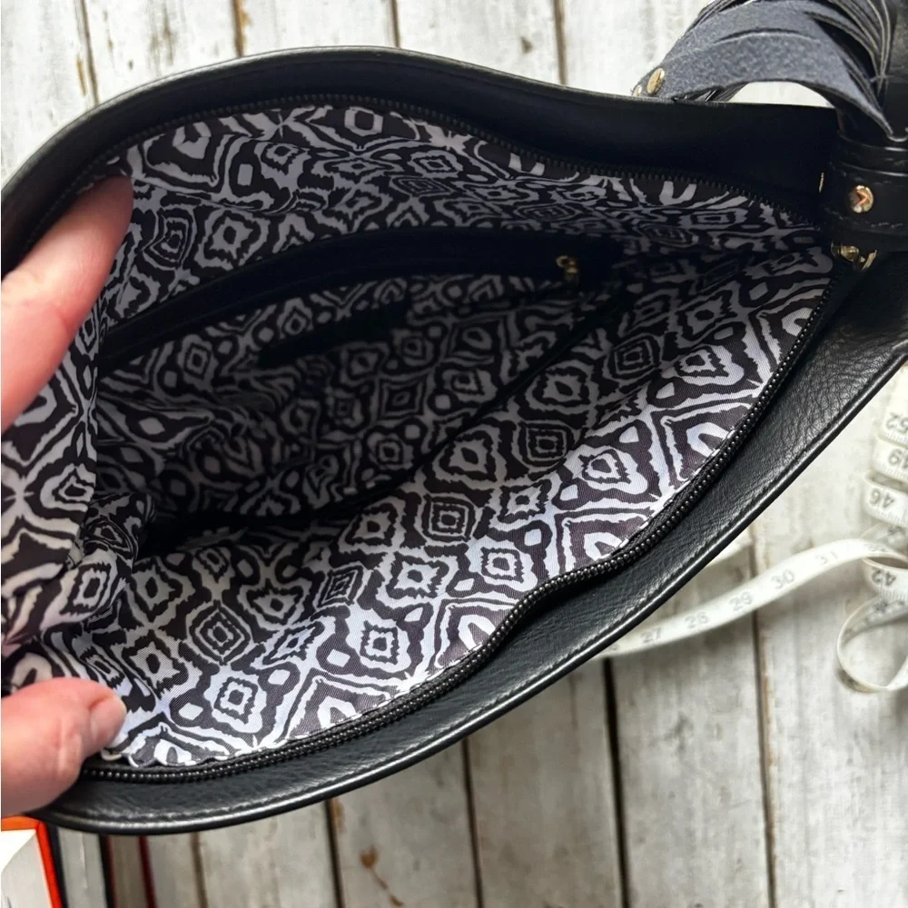 Steve Madden Black Foldover Clutch w/ Tassel Accent